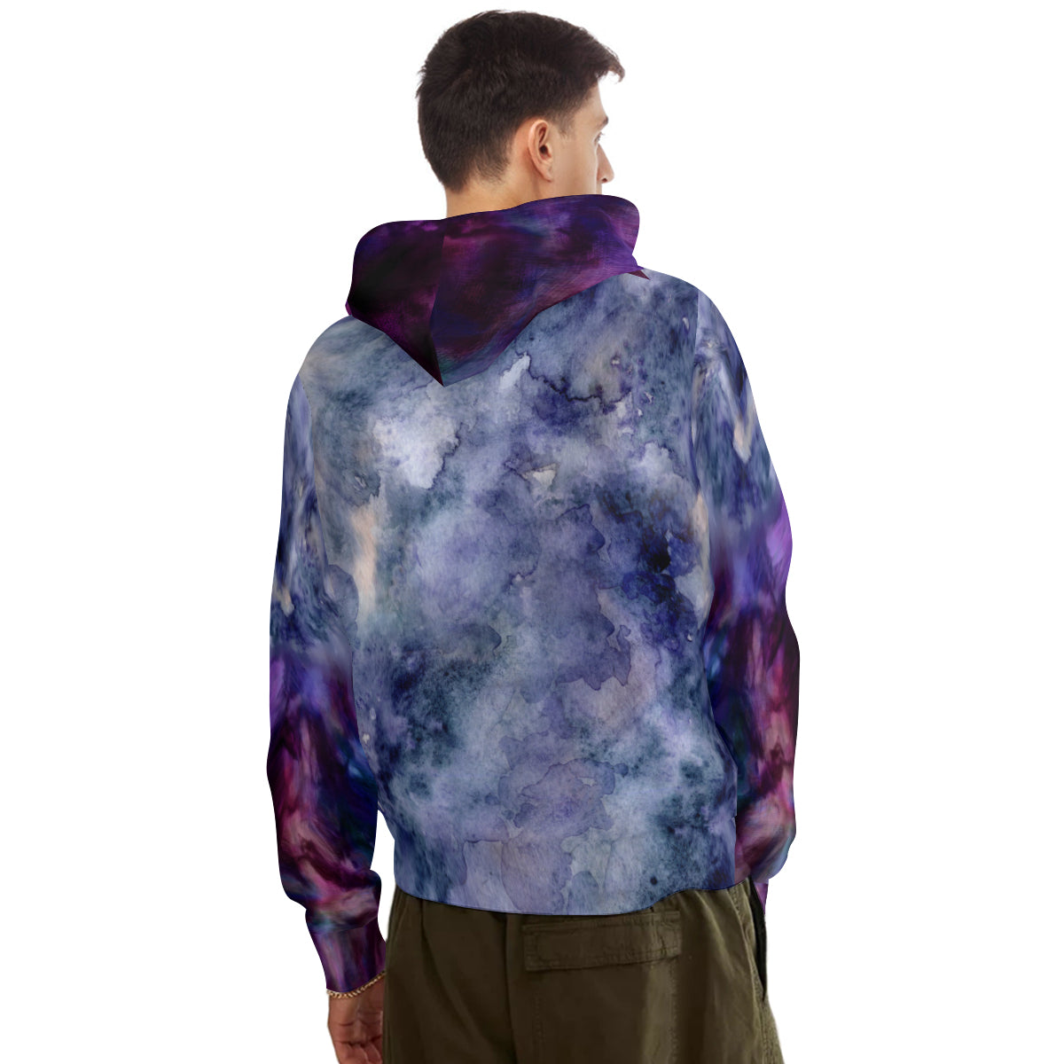 Marble Cotton Hoodie - grey/purple