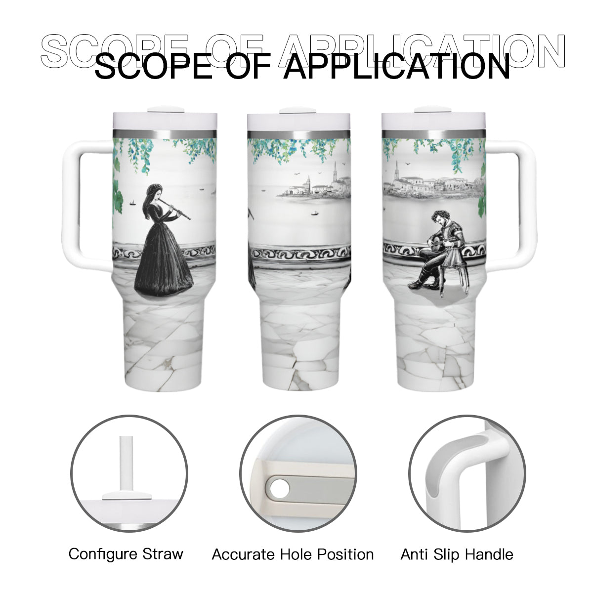 Large Capacity Tumbler with Handle(1100ml/40oz) | Stainless Steel 304 - Musicians-mug2-4mug40