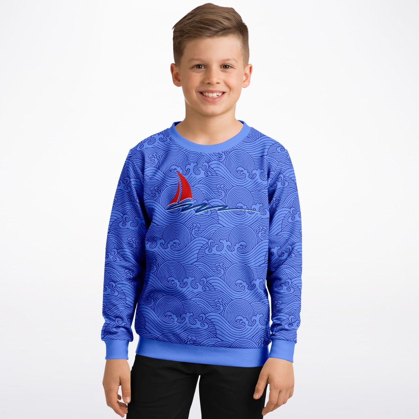 Waves and Ship Kids Poly Swearshirt