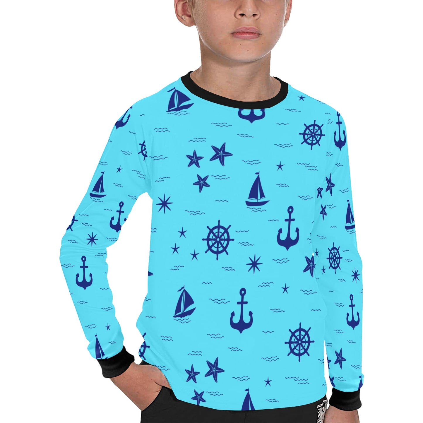 Bright Blue Marine Kids LS T-shirt