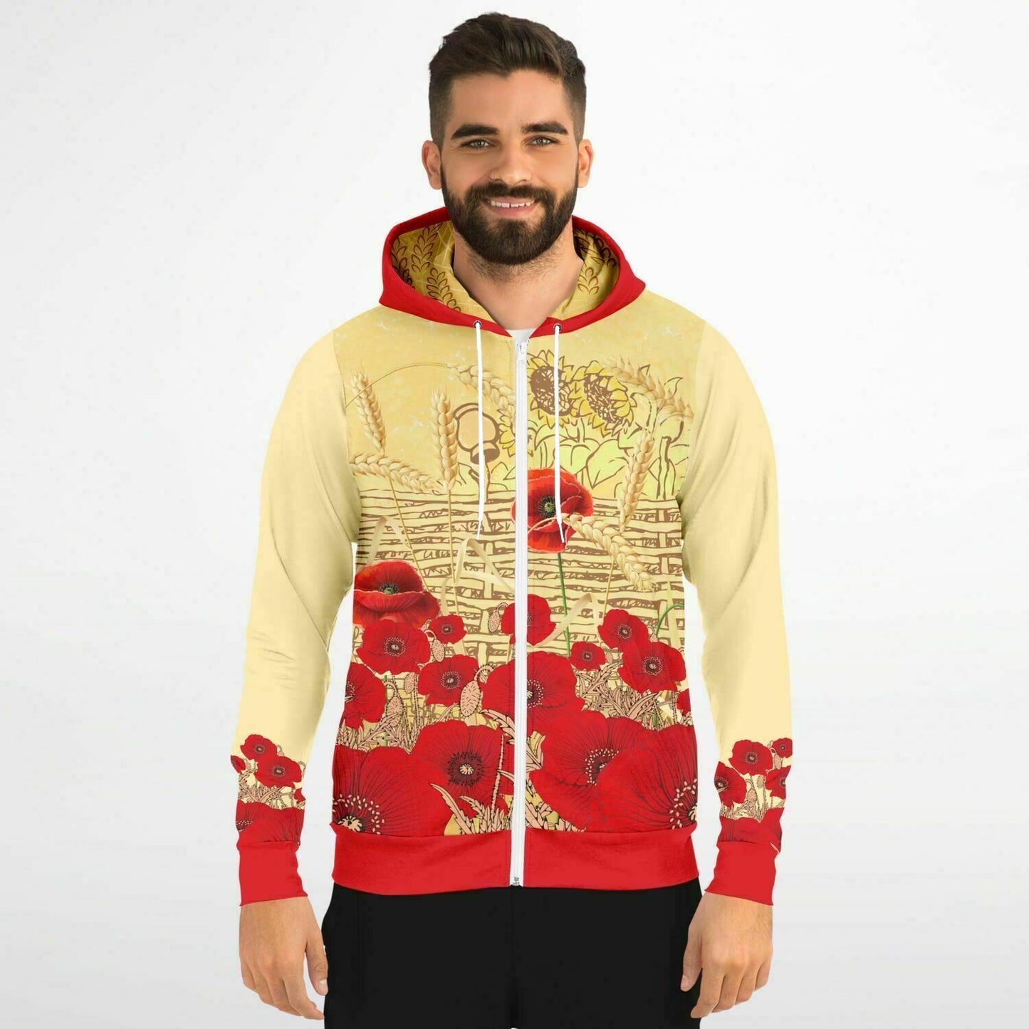 Ukraine Poppies Zip Hoodie