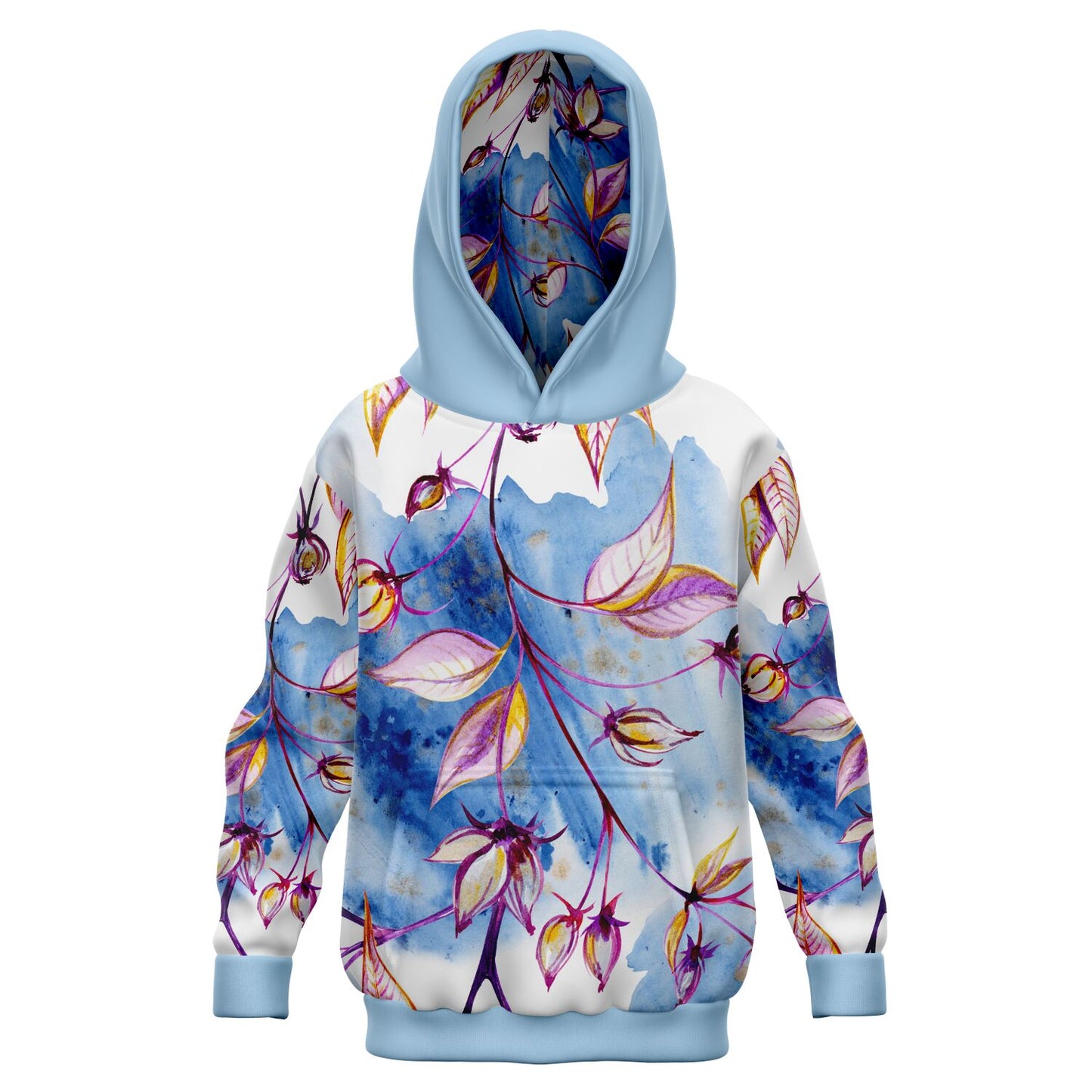 Bright Blue Leaves Kids Hoodie