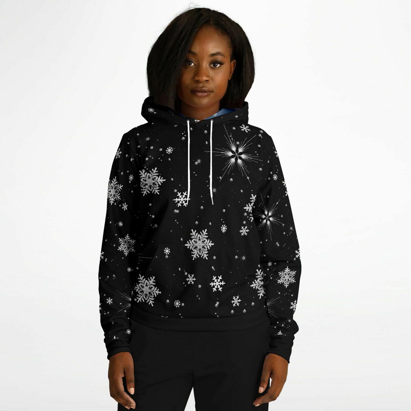 Black Snowflakes Hoodie Unisex