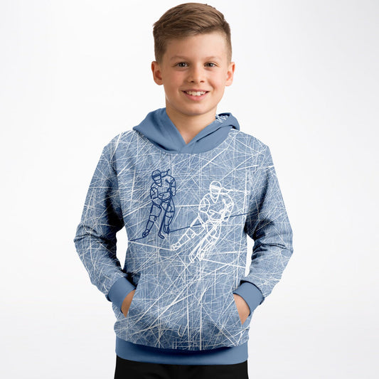 Grey-blue Ice Hockey Kids Hoodie
