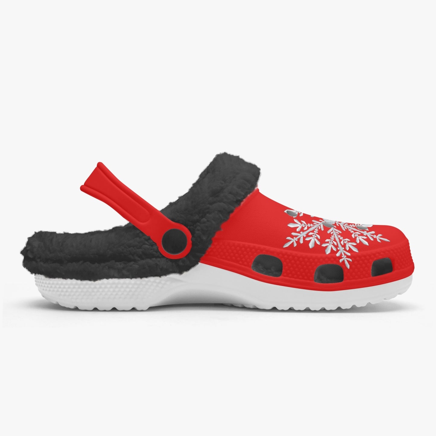 Red Snowflakes Lined  Clogs (Big Kids to Adult Sizes)