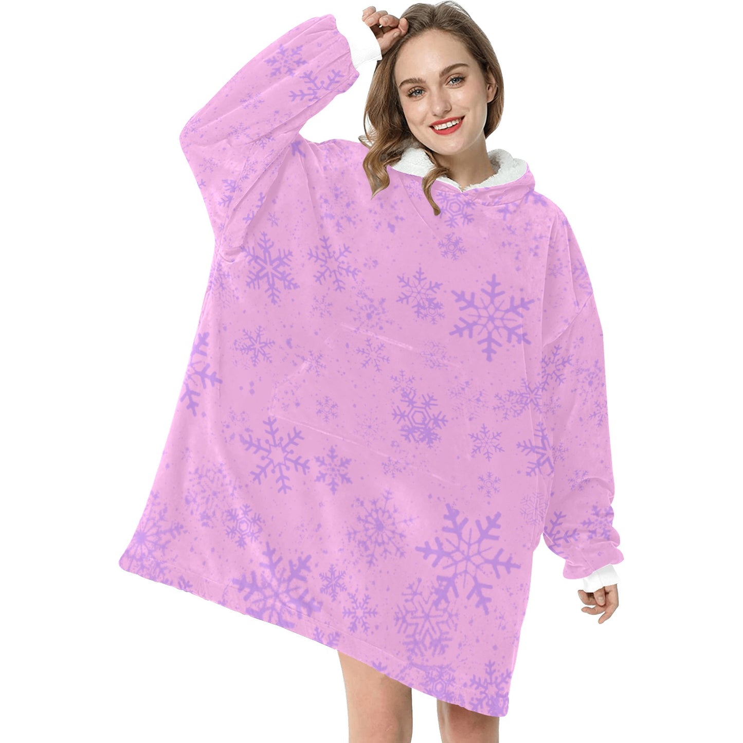 BlueSnowflakesBackground8-mod2 Blanket Hoodie for Women