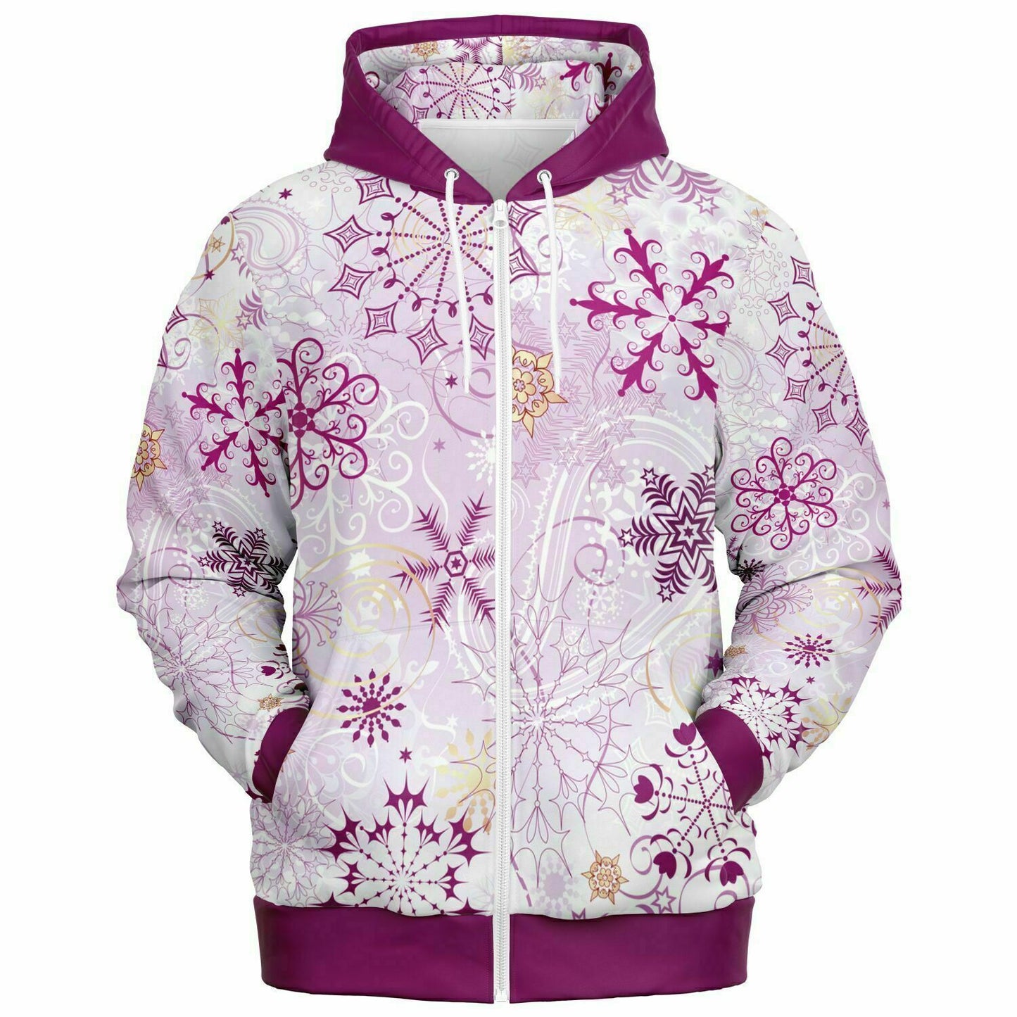 Purple Snowflakes Zip Hoodie