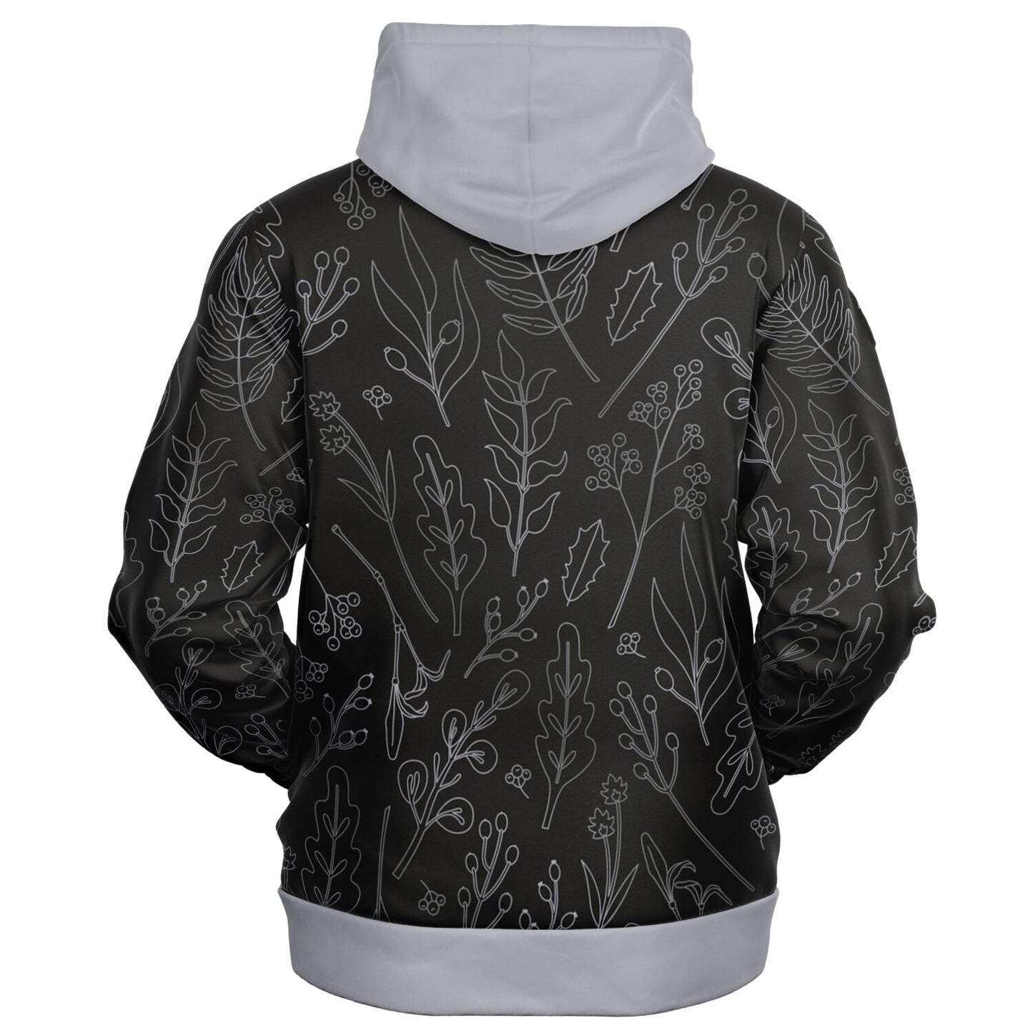 Black-Silver Zip Hoodie Unisex - silver hood