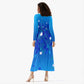 Blue Flowers Women's Long Sleeve Dress