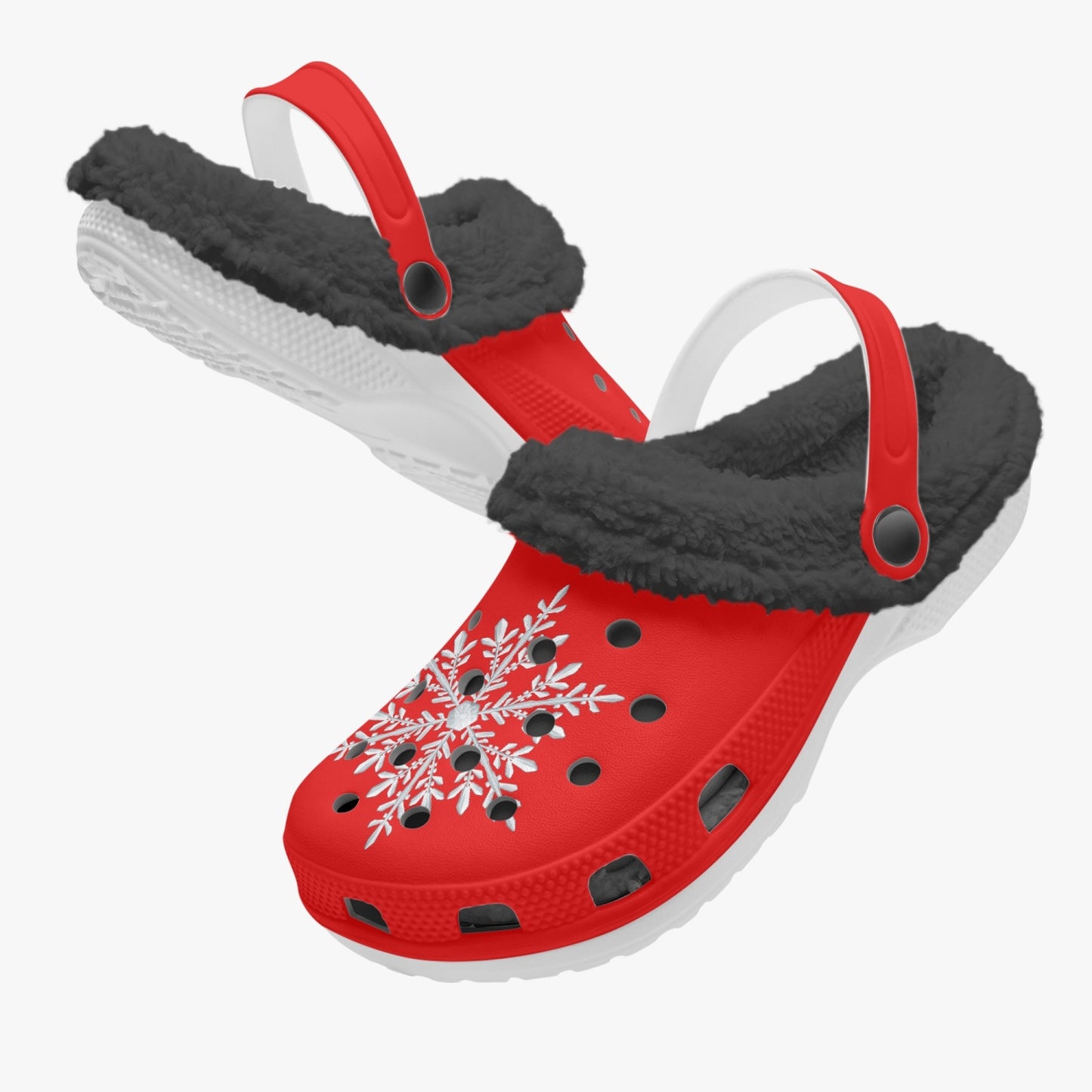 Red Snowflakes Lined  Clogs (Big Kids to Adult Sizes)