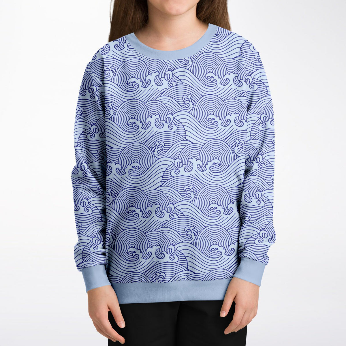 Waves Kids Poly Sweatshirt Light Blue