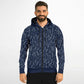 Blue Silver Leaves Zip Hoodie - extra bright
