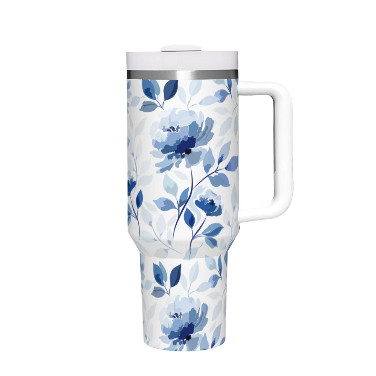 Large Capacity Tumbler with Handle(1100ml/40oz) | Stainless Steel 304 - BlueFlowers4