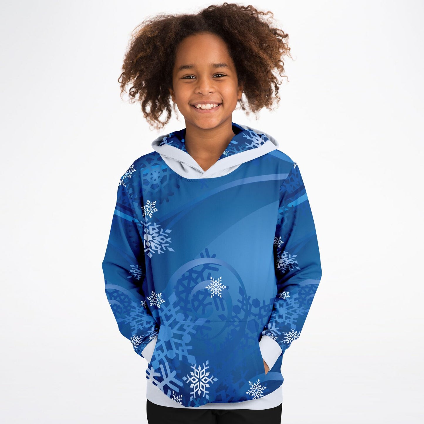 Blue Snowflakes Kids Hoodie 2