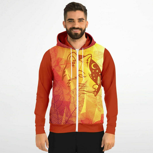 Autumn Wolf Zip Hoodie Unisex