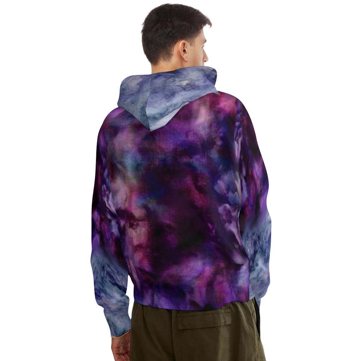 Marble Cotton Hoodie - purple/grey