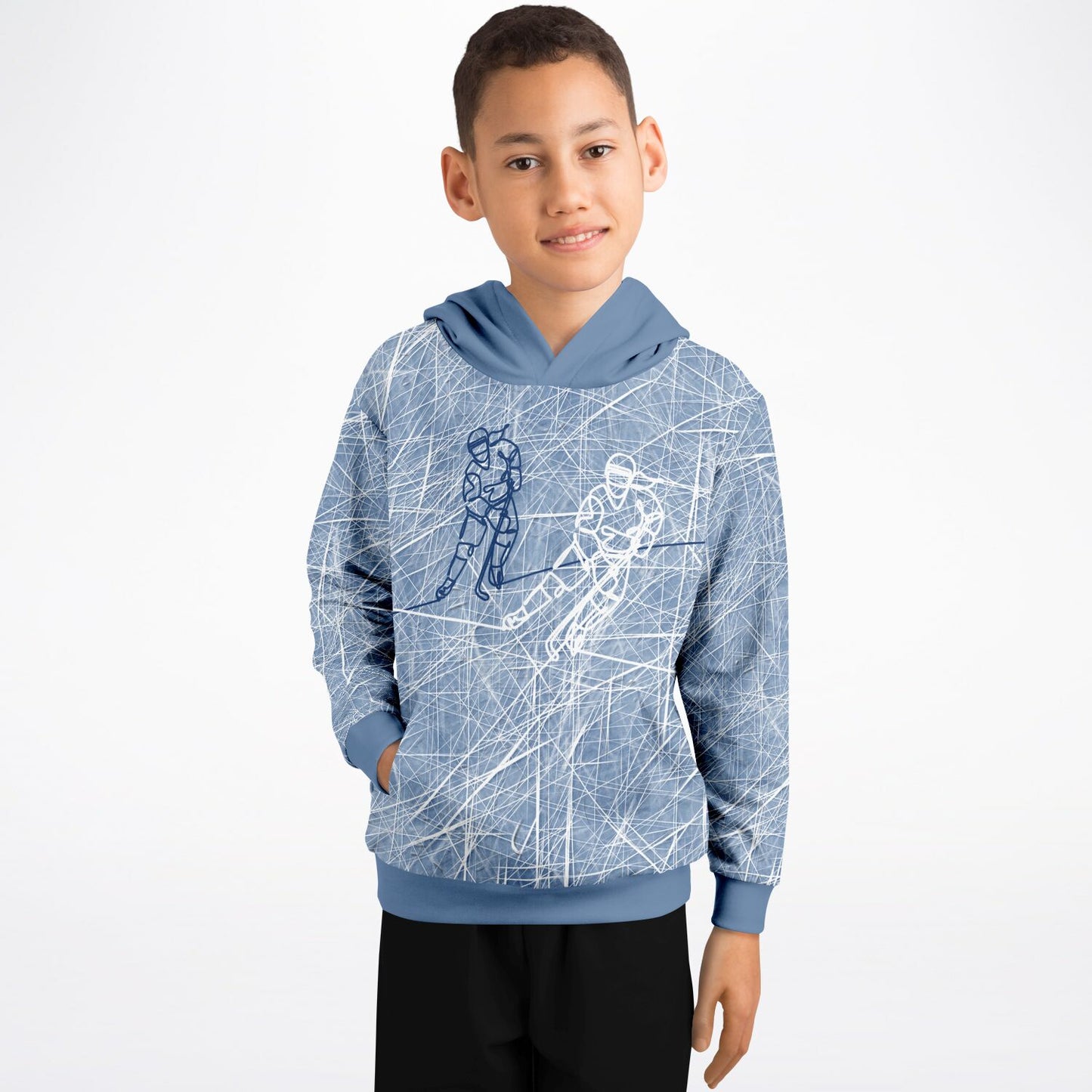 Grey-blue Ice Hockey Kids Hoodie