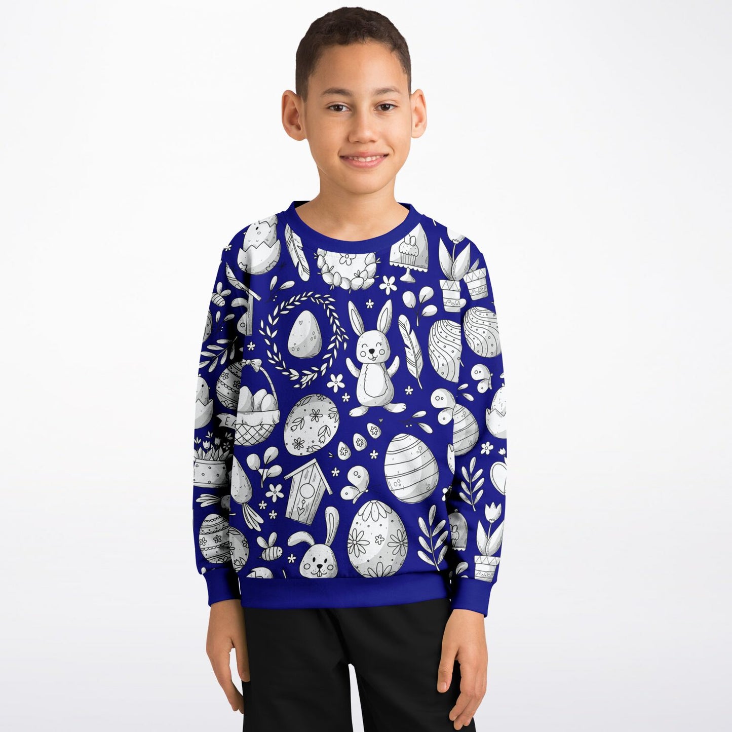 Easter Dark Blue Poly Kids Sweatshirt
