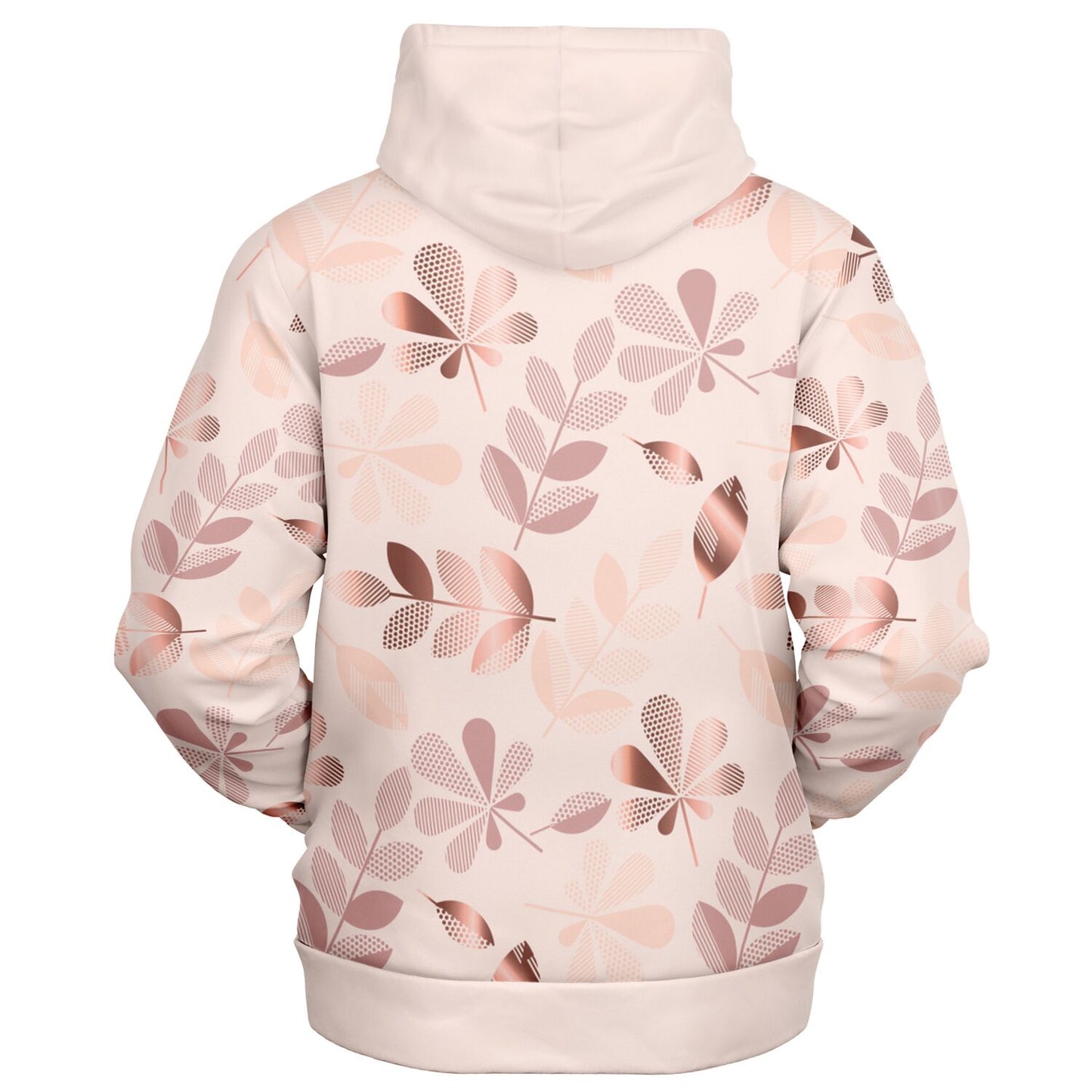 Pale Pink Leaves Zip Hoodie