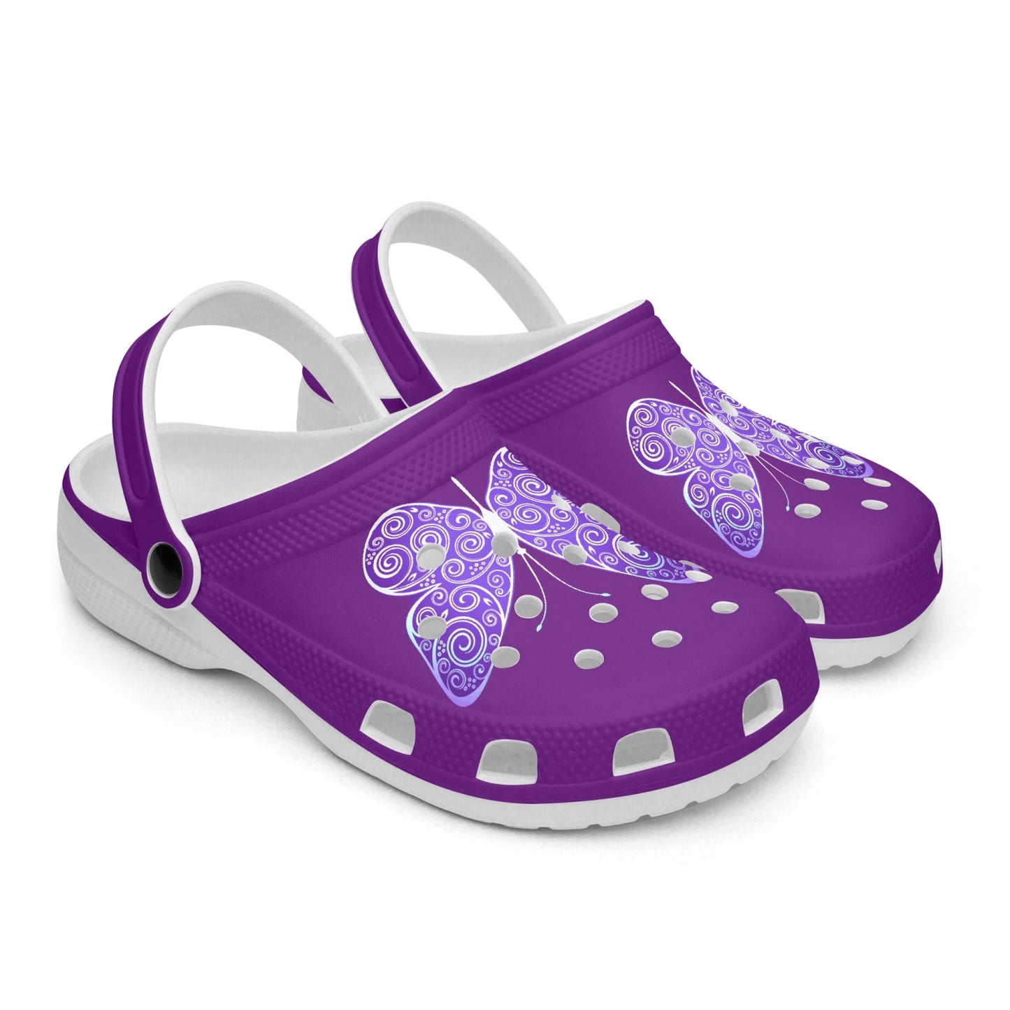 Purple Butterfly Clogs