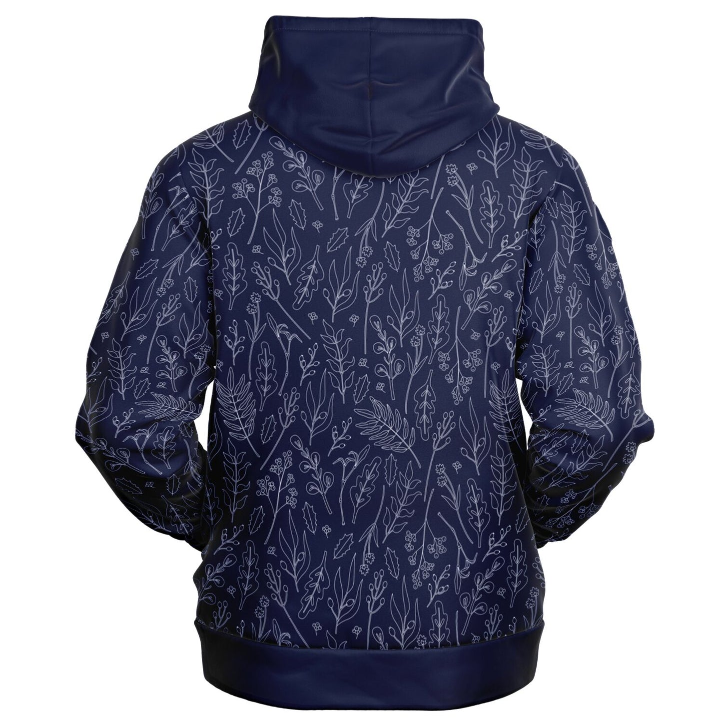 Blue Silver leaves Zip Hoodie