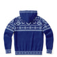 Dark Blue Deer Pattern Zip Hoodie Unisex