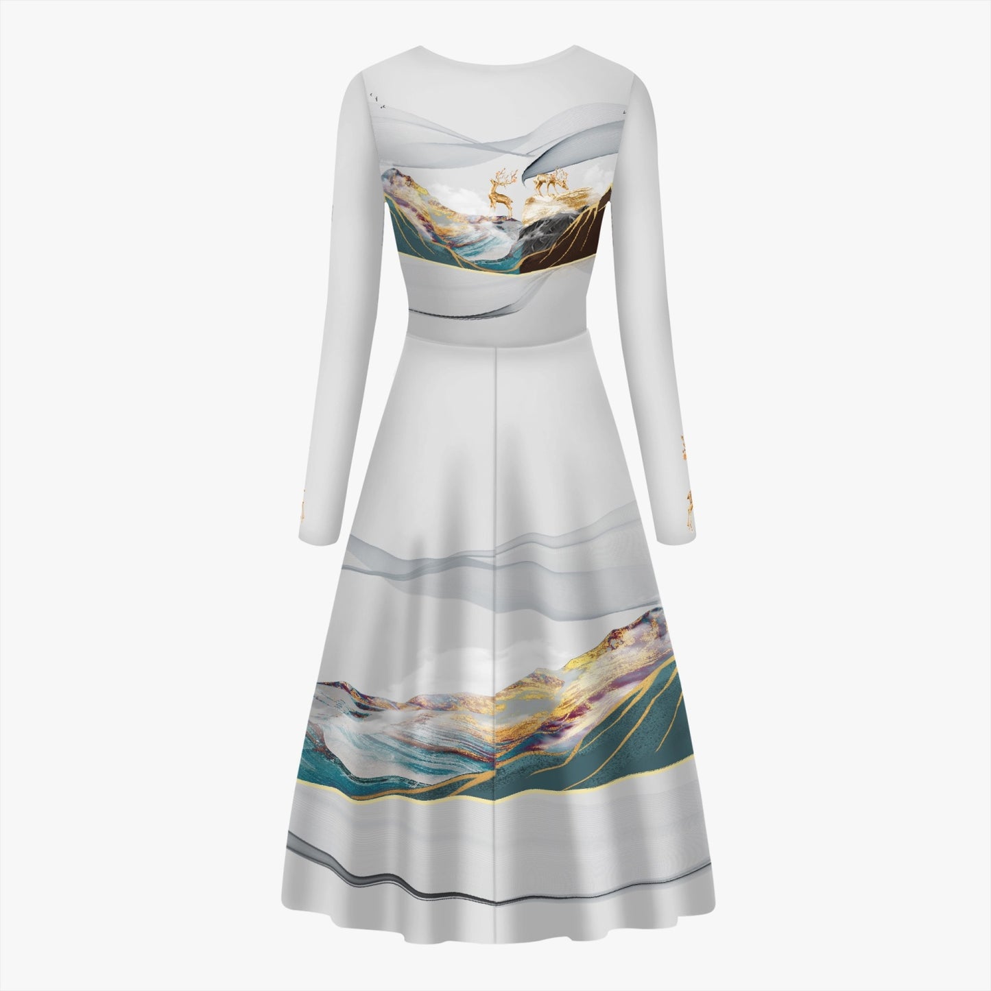 Dreamy Mountains Women's Long-Sleeve One-piece Dress