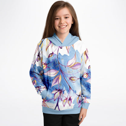 Blue Leaves Bright Kids Hoodie