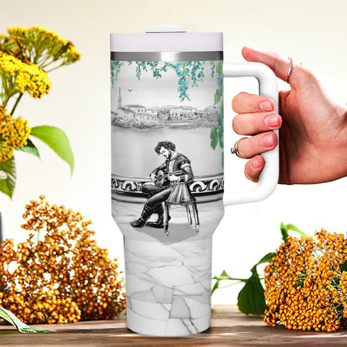 Large Capacity Tumbler with Handle(1100ml/40oz) | Stainless Steel 304 - Musicians-mug2-4mug40