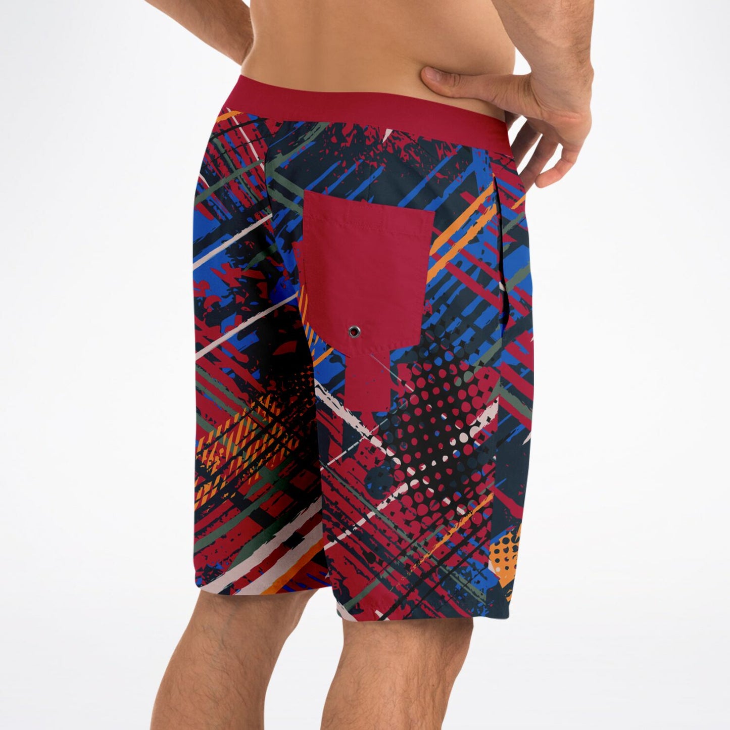 Abstract Red Men's Board Shorts