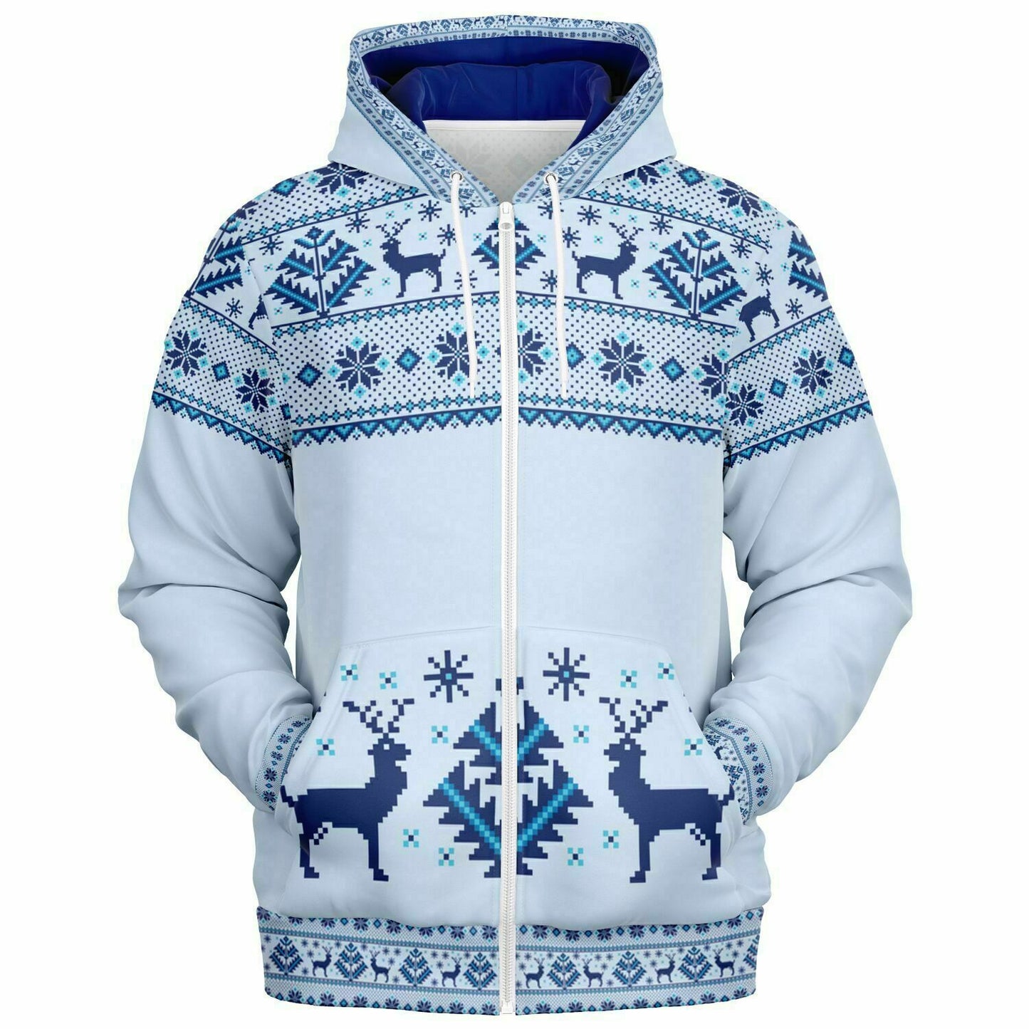 Deer Pattern Zip Hoodie Unisex