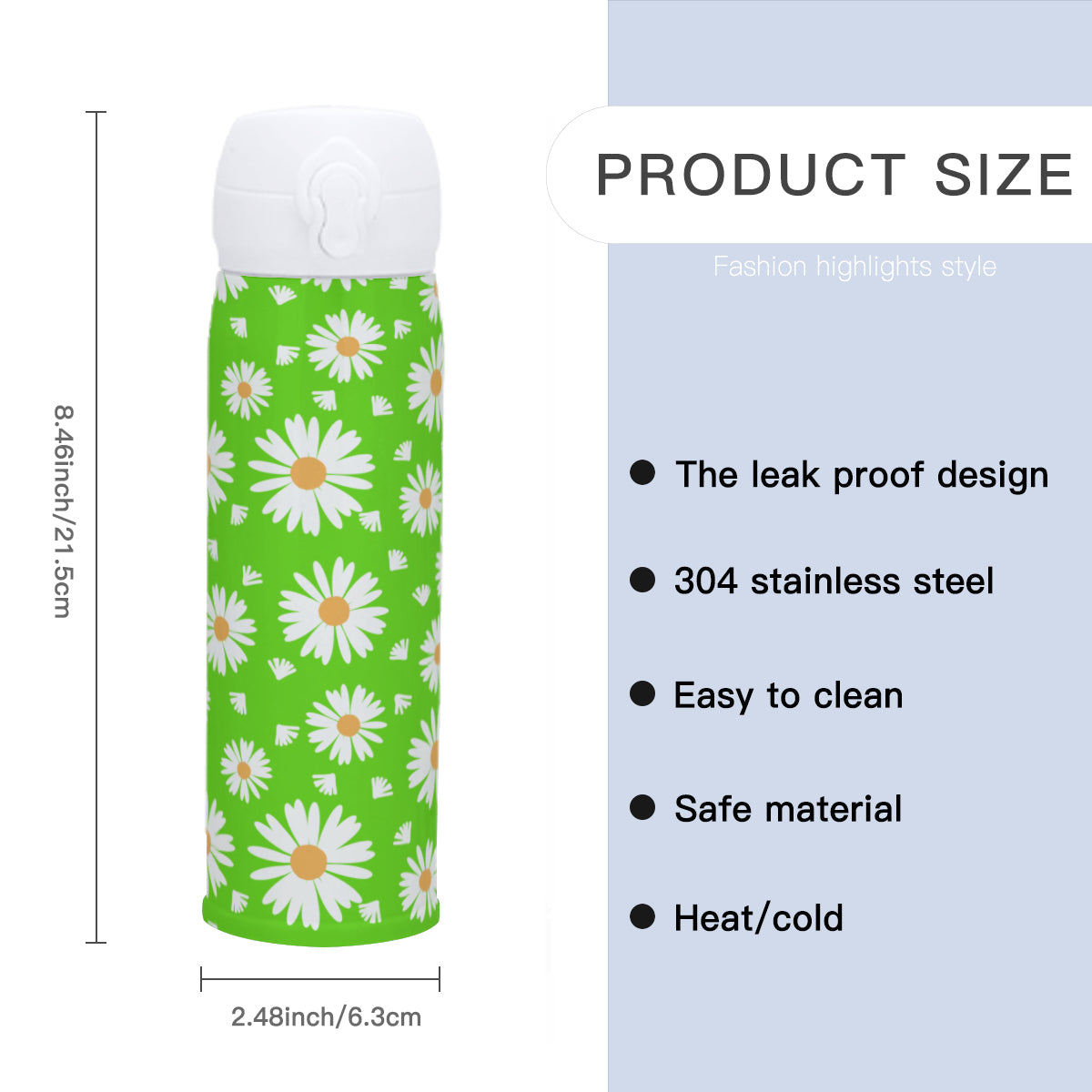 Daisies Outdoor Tumbler (354ml/12oz) | Stainless Steel 304 - light green