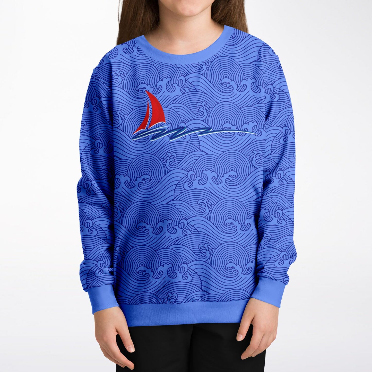Waves and Ship Kids Poly Swearshirt