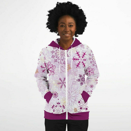 Purple Snowflakes Zip Hoodie