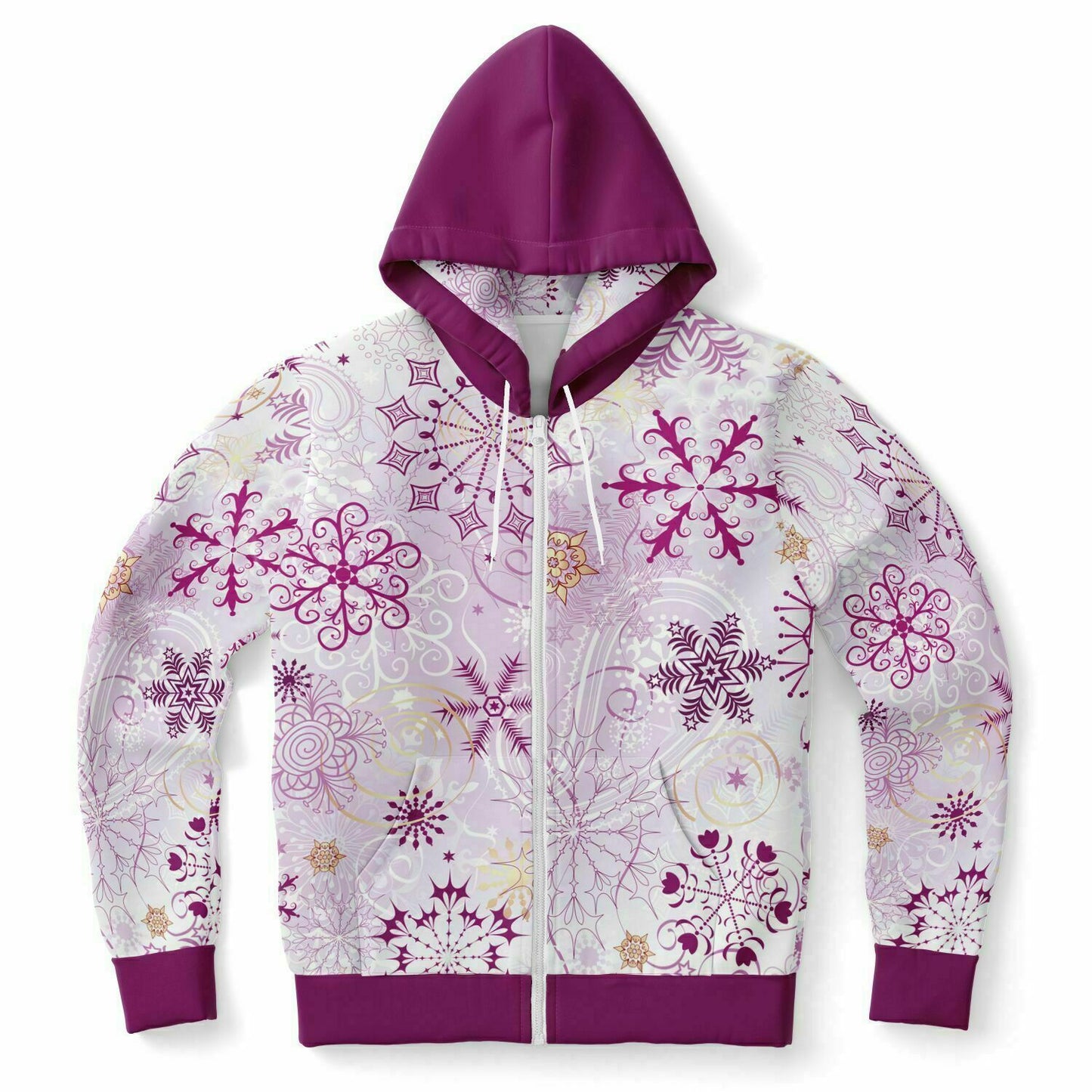 Purple Snowflakes Zip Hoodie