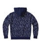 Blue Silver Leaves Zip Hoodie - extra bright