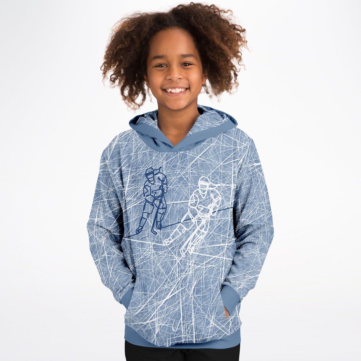 Grey-blue Ice Hockey Kids Hoodie