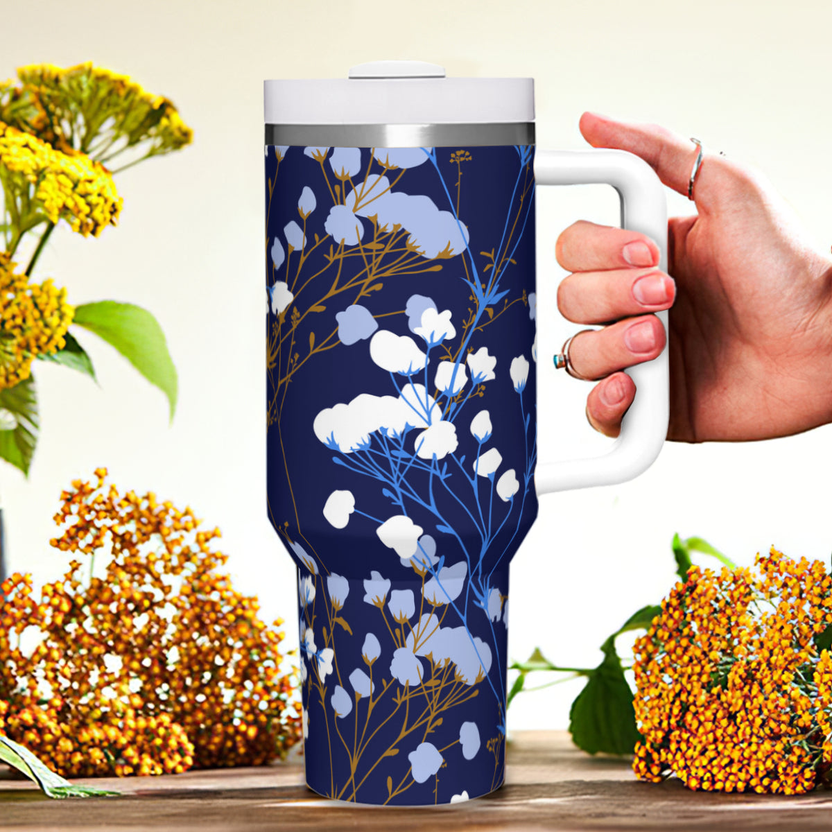 Copy of Blue Flowers 3 Large Capacity 40oz Tumbler Stainless Steel