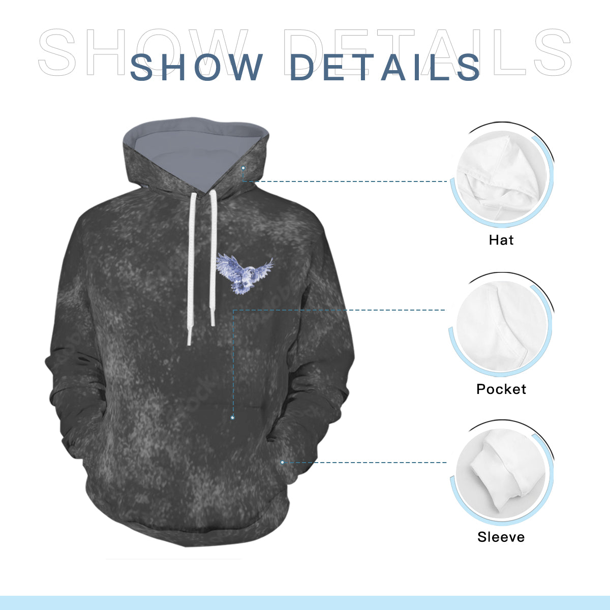 Grey dyed Cotton Hoodie