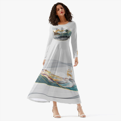 Dreamy Mountains Women's Long-Sleeve One-piece Dress