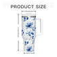 Large Capacity Tumbler with Handle(1100ml/40oz) | Stainless Steel 304 - BlueFlowers4