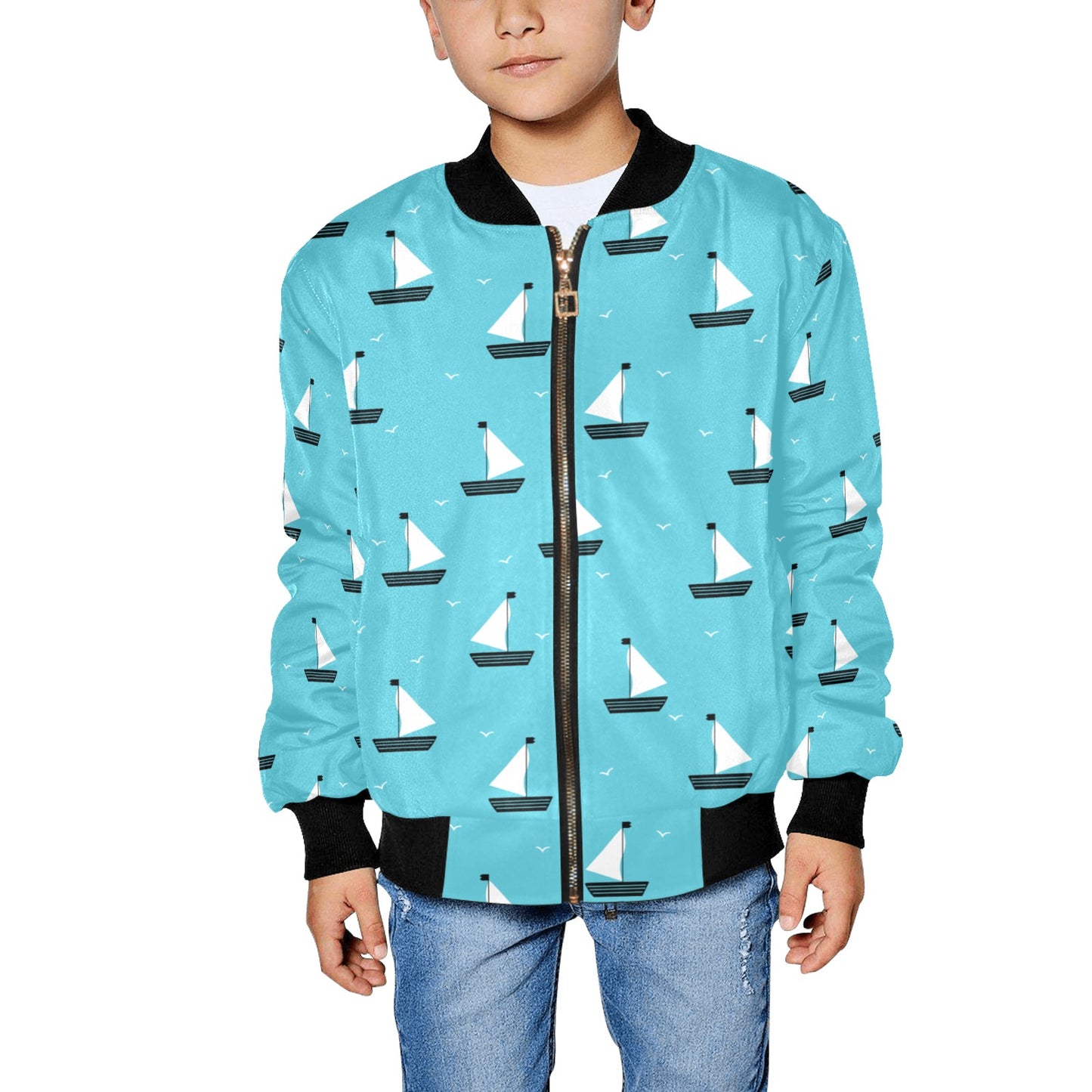 Summer Boats Kids Bomber Jacket