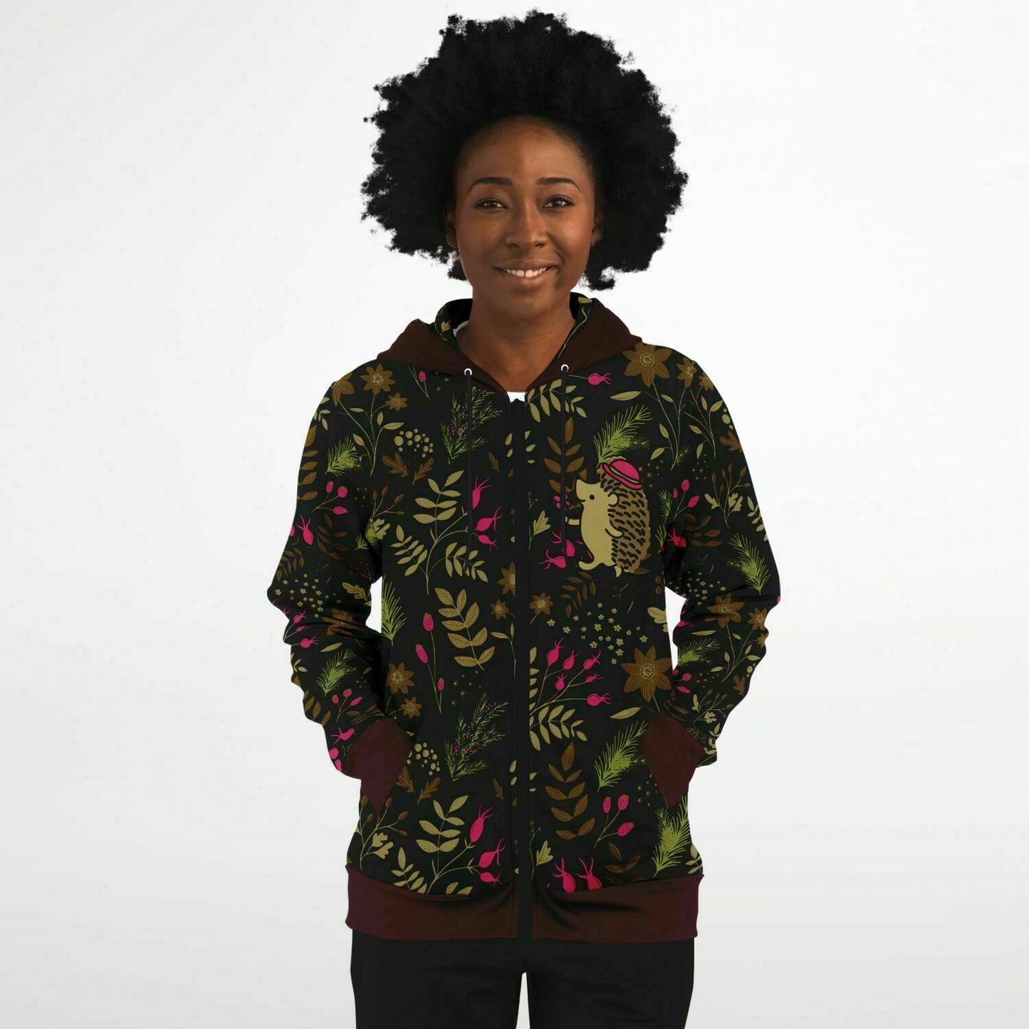 Anya's Dark Brown-Red Hedgehog Hoodie