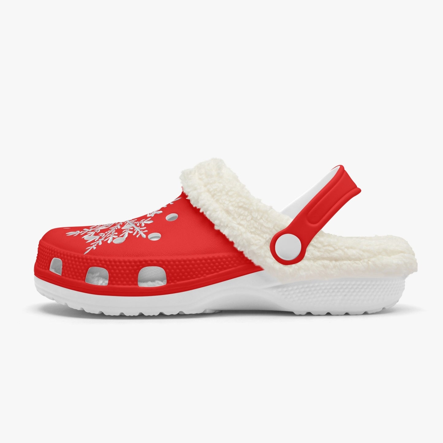 Red Snowflakes Lined  Clogs (Big Kids to Adult Sizes)