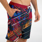 Abstract Red Men's Board Shorts