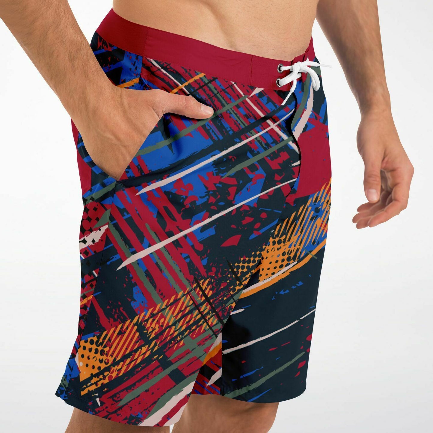 Abstract Red Men's Board Shorts