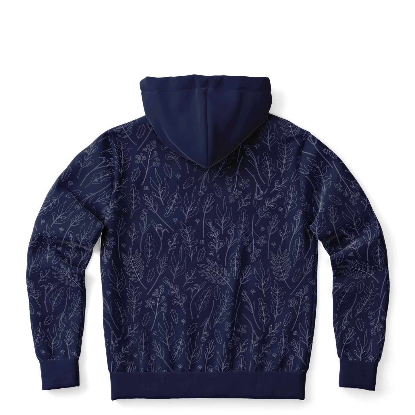 Blue Silver leaves Zip Hoodie Unisex