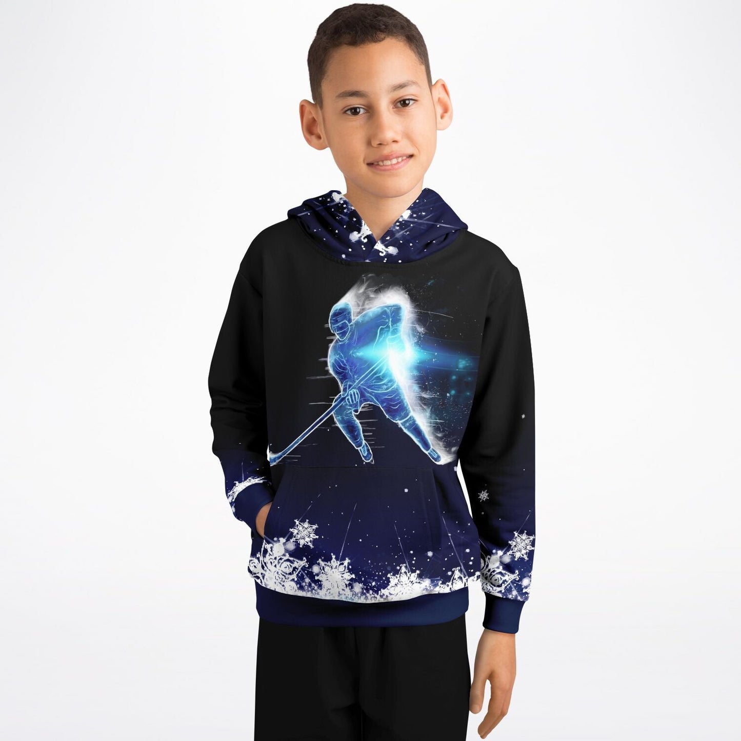 Dark Blue Hockey Kids Hoodie
