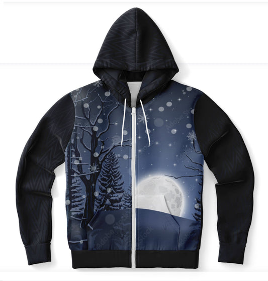 Dark Blue Forest Zip Hoodie