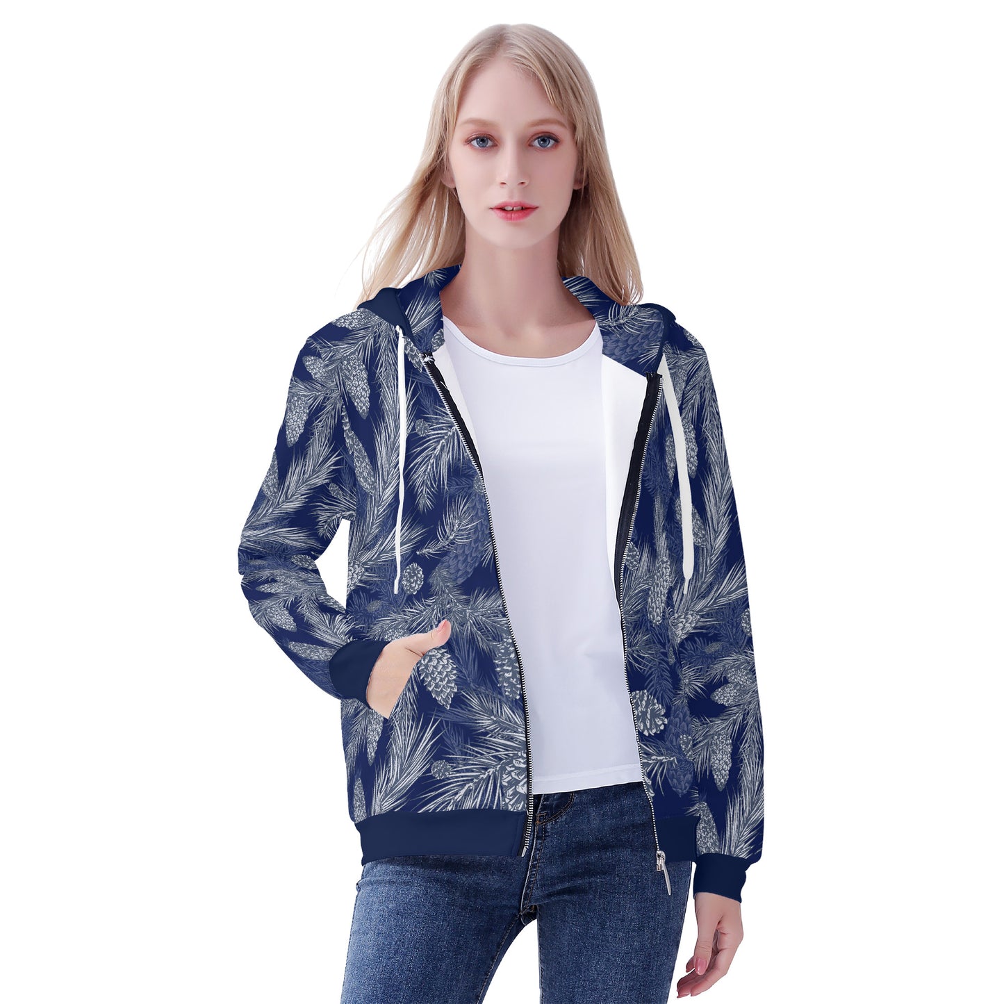 Dark Blue Spruce Women's  Zip Hoodie